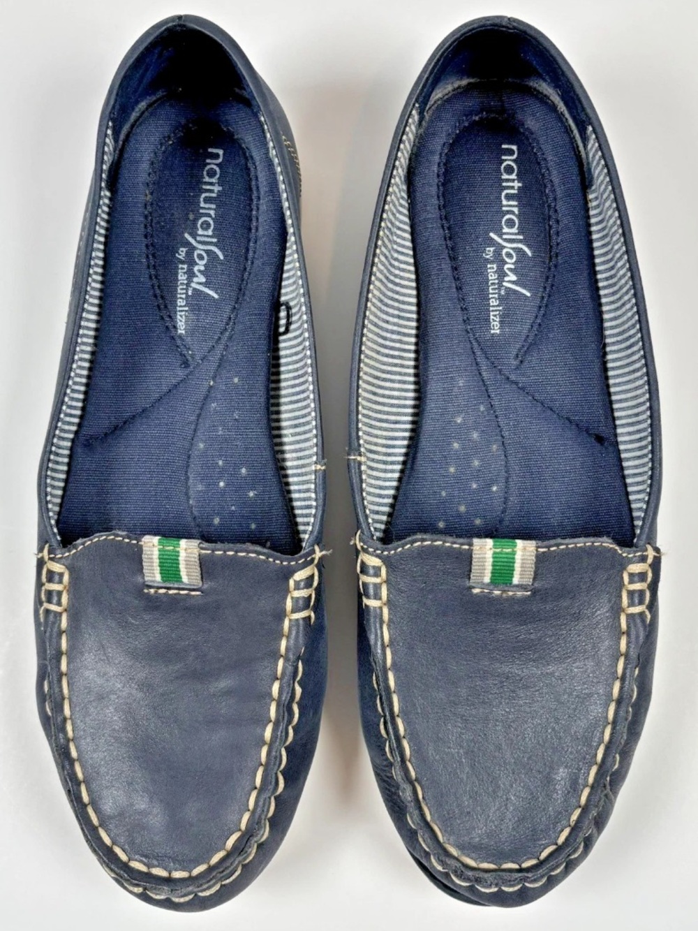 Natural Soul by Naturalizer Loafer Boat Shoe 6.5 Navy Blue Leather Preppy Comfor